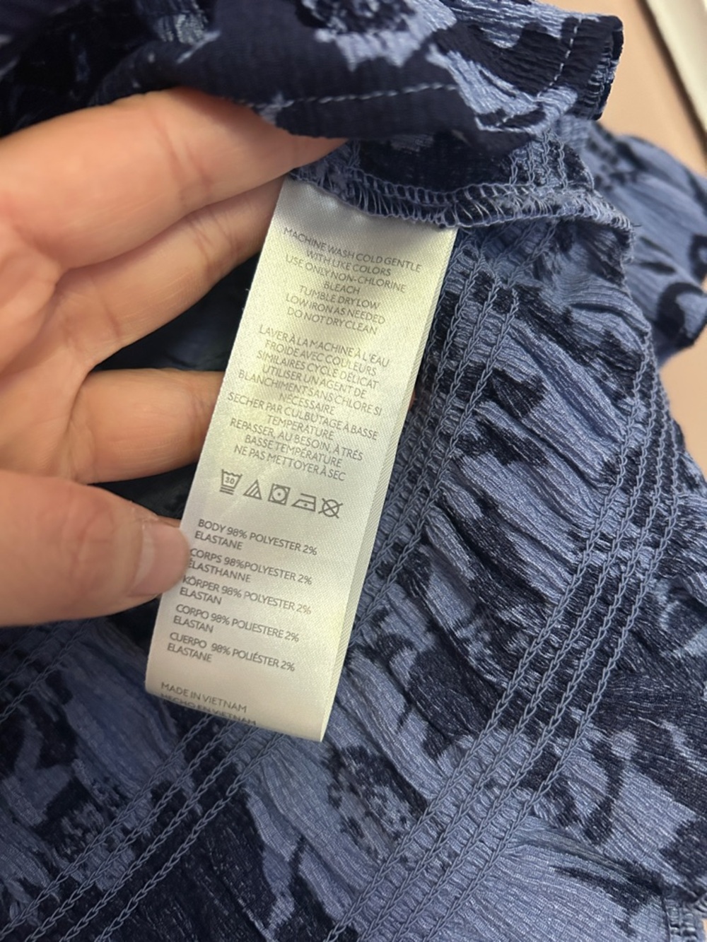 Anthropologie Maeve Smocked Ruffle Button-Front Top Blue Abstract Print  Size M - Picture 12 of 14